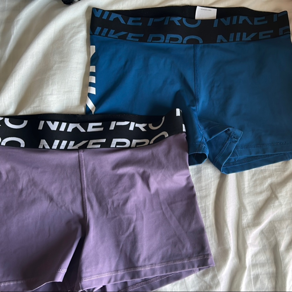 Nike Pro Shorts in Purple and Blue